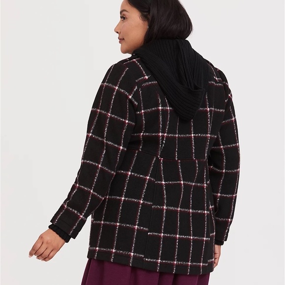 Torrid Plaid Woolen Toggle Coat NWT Size 0X - Picture 2 of 3